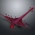 Vibrant Red Purple Winged Dragon Sculpture Detailed 3D Fantasy Art Model