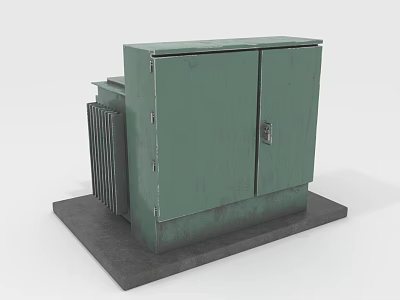 Green Metal Household Storage Cabinet With Double Doors Gray Base Lock And Ventilation Fins 3d model