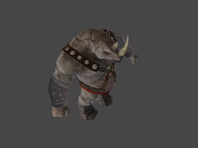 Rhino Game Movie Character With Spiked Armor Straps And Wrist Guards 3d model