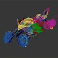 Futuristic Blue And Gold Scifi Hover Vehicle With Glowing Accents And Mechanical Design
