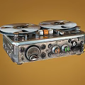 Vintage Open Reel Tape Recorder Classic Household Appliance with Metal Control Panel and Knobs