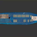 Blue Cruise Boat Exterior With Multiple Windows And Upper Deck Design