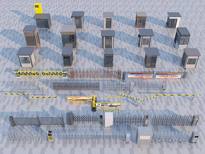 Various Security Access Control Equipment Featuring Booths Gates And Barriers 3d model