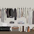 Stylish Hanging Clothes With Various Styles Suitcase Shopping Bags And Shoes