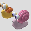 Cute Reptile Snail Characters With Big Eyes And Colorful Shells In Cartoon Style