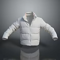 White Puffer Jacket With Stand Collar Long Sleeves And Padded Design 3d model