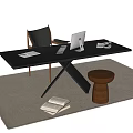 Modern desk chair combination desk stool 3d model