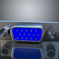 Electronic Connector With Blue Pin Port Metal Housing And Hexagonal Mounting Holes