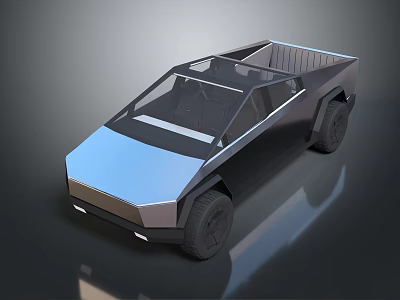 Futuristic Electric Truck With Open Top Design And Black Silver Exterior 3d model