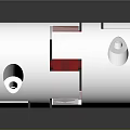 Silver Metal Mechanical Coupling With Red Inserts And Circular Holes Design 3d model