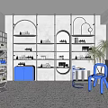 Modern cosmetics showcase shelf 3d model