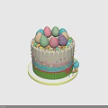 Easter Bunny Themed Cake with Colorful Eggs Green Ribbon and Pink Bow Sprinkles
