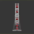 Amusement Park Ferris Wheel With Red And White Cabins And Stable Metal Structure