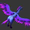 Colorful Vibrant Mythical Pegasus With Blue Body And Purple Pink Feathered Wings
