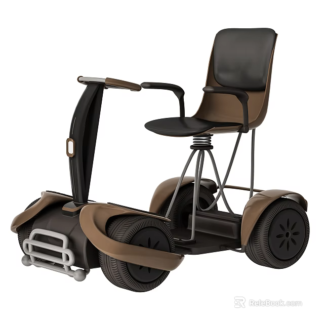 Modern Motorcycle With Black Seat Brown Frame And Large Wheels Design 3d model 