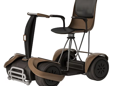 Modern Motorcycle With Black Seat Brown Frame And Large Wheels Design 3d model