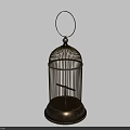 Classic Metal Birdcage Structure For Pet Bird Habitat With Round Handle And Perch