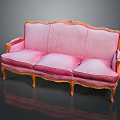 Elegant Pink Classical Sofa With Golden Carved Frame And Soft Cushions