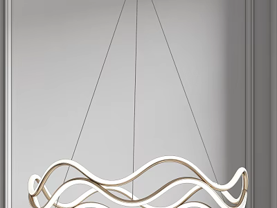 Contemporary Curved Chandelier Design with Sleek Metallic Finish for Modern Minimalist Interior 3d model