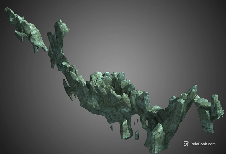 Natural Stone And Wood Decorative Structure With Textured Surfaces And Organic Shapes 3d model 