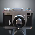 Vintage Electronic Camera Featuring Classic Design Metal Body And Lens