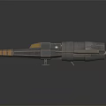 Futuristic Interstellar Spaceship with Twin Engines Wings Yellow Accents and Blue Lights for Space Exploration