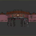 Unique Architectural Structure With Red Roof And Pink Wooden Design Elements