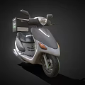 Silver Delivery Scooter with Black Box and Green Logo Design on Dark Background