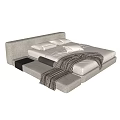 Elegant Modern Upholstered Double Bed With Soft Headboard Side Tables And Blanket