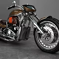 Stylish Custom Motorcycle Design With Brown Leather Seat Chrome Engine And Large Wheels