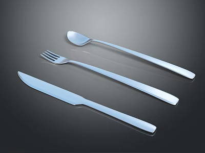 Stainless Steel Cutlery Set Including Knife Fork And Spoon For Dining Table 3d model