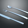 Stainless Steel Cutlery Set Including Knife Fork And Spoon For Dining Table 3d model