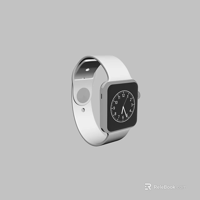 Modern Minimalist Watch With White Strap And Black Analog Dial Design 3d model 