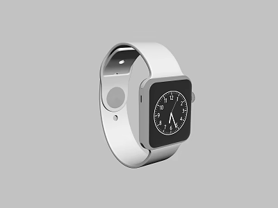Modern Minimalist Watch With White Strap And Black Analog Dial Design 3d model