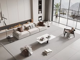 Modern sofa coffee table combination home 3d model