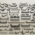 Traditional Chinese Architectural Components With Carved Details And Decorative Shapes
