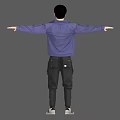 Man in Purple Jacket and Black Cargo Pants with Arms Outstretched 3d model