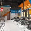 Korean Grill Restaurant Modern Open Dining Space With Metal Tables And Chairs