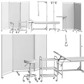 Medical Equipment Including Mobile Cart Partition Screen Examination Table And Stool