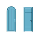 Blue Hinged Doors with Arched and Rectangular Designs for Home Decoration 3d model