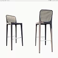 Modern Bar Stools With Woven Backrest And Sleek Tall Legs Design