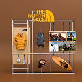 The North Face Display Rack With Yellow Jacket Backpack Outdoor Gear Photos And Surfboard