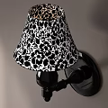Stylish Wall Lamp With Black and White Leopard Print Lampshade and Black Body