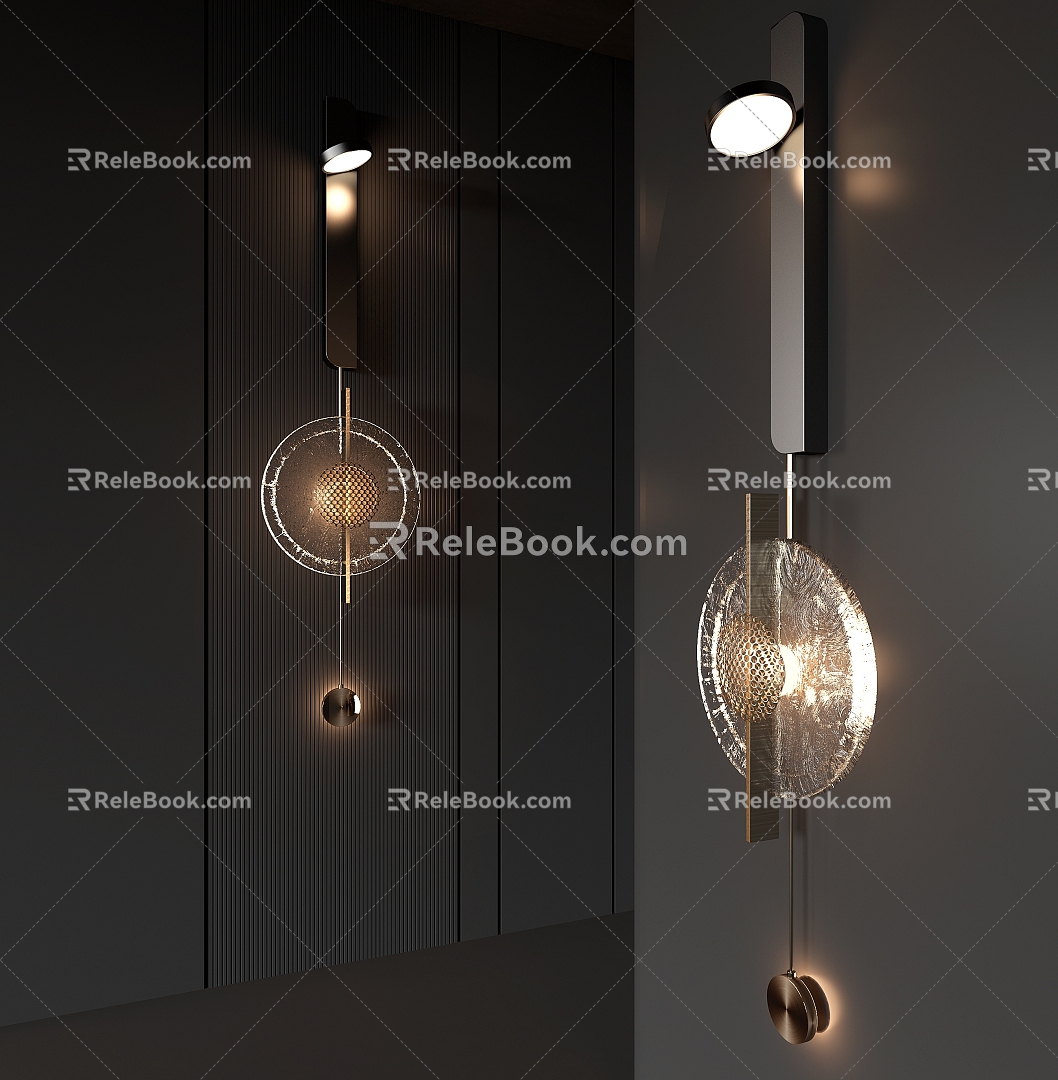 wall lamp straight strip wall lamp metal wall lamp round wall lamp glass wall lamp 3d model