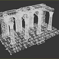 Ancient Style Stone Architectural Components With Columns Arches And Base 3d model