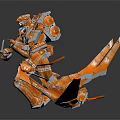 Orange Sci Fi Robot Model With Mechanical Wings And Detailed Structure