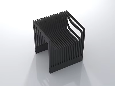 Black Modern Leisure Chair with Striped Structure and Sleek Design Features 3d model