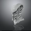 Futuristic White Head Model With Detailed Structure Sleek Design And Dark Background