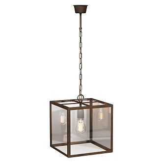 Il Fanale American style industrial square glass chandelier 3d model