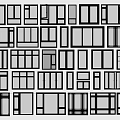 Various Window Designs With Different Sizes Frame Styles And Grid Patterns 3d model